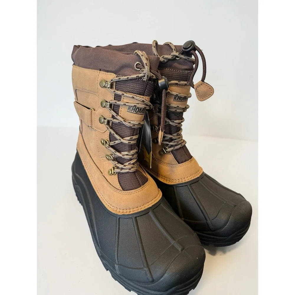 Khombu Men's Brown Galoshes Thinsulate 200g Waterproof Winter Boots Size 12‎